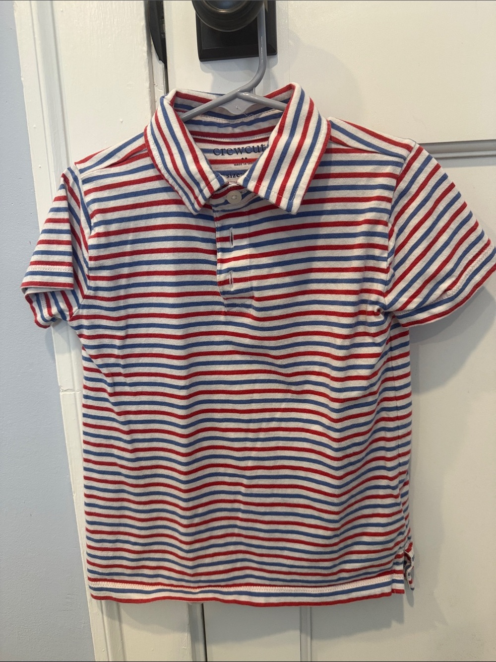 Crewcuts Boy’s Red, White and Blue Striped Polo (Size XS)